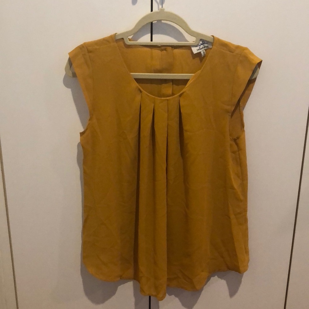 Mustard Yellow Pleated Flowy Blouse